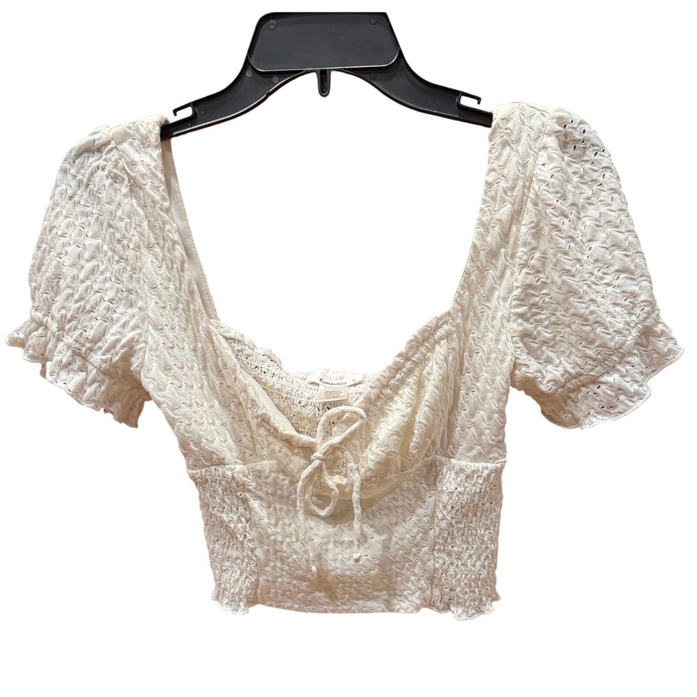 Urban Romantics Milkmaid Crop Top Large Cream Short Sleeve cottage coquette